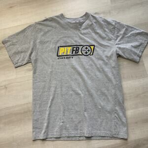 Majestic Pittsburgh Steelers Pit FB Tee Shirt Poly Cotton Blend Grey XLT